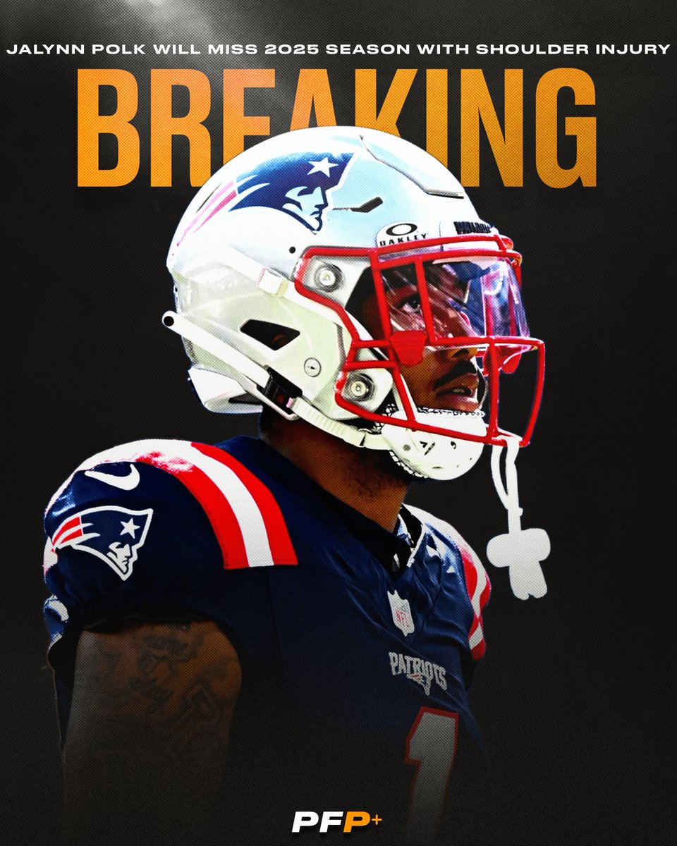 ProFootballPlus's tweet photo. New England Patriots WR Ja'Lynn Polk will miss the 2025 season due to an injury to his shoulder that requires surgery, per @TannerPhifer and multiple other reports. #NFL #NewEnglandPatriots https://t.co/PmoeldDMgf