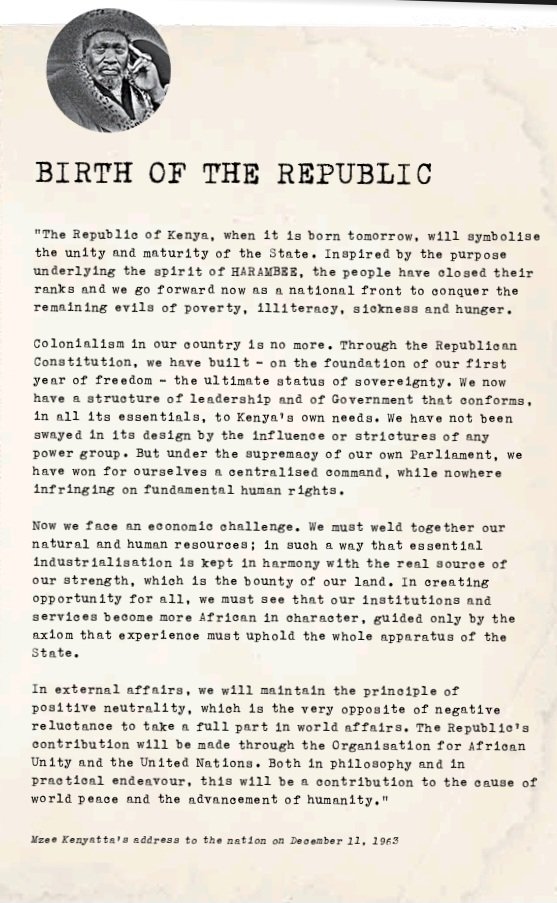 Mzee Jomo Kenyatta after being sworn in as Kenya’s first P.M by Governor Malcolm Macdonald on June 13, 1963. The event was witnessed by Ministers Jaramogi Oginga Odinga, Tom Mboya, James Samuel Gichuru, Joseph Murumbi, Joseph Otiende and Samuel Ayodo.