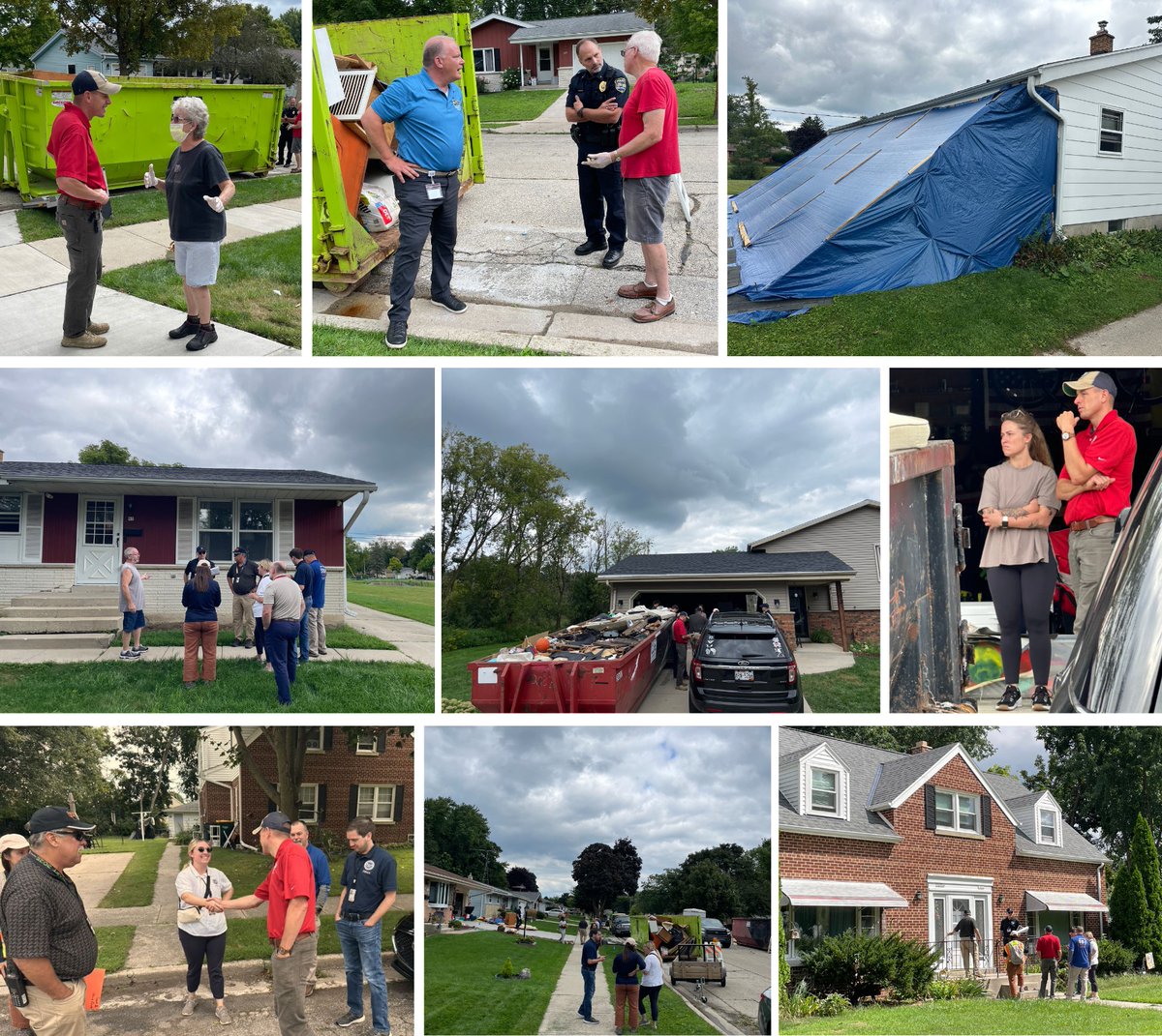 County Executive Josh Schoemann welcomed the FEMA team to Washington County this morning as they began their damage assessments. He spoke with residents at some of the affected homes. Many were grateful for the no-fee dumpsters the county has set up at 400 University Drive