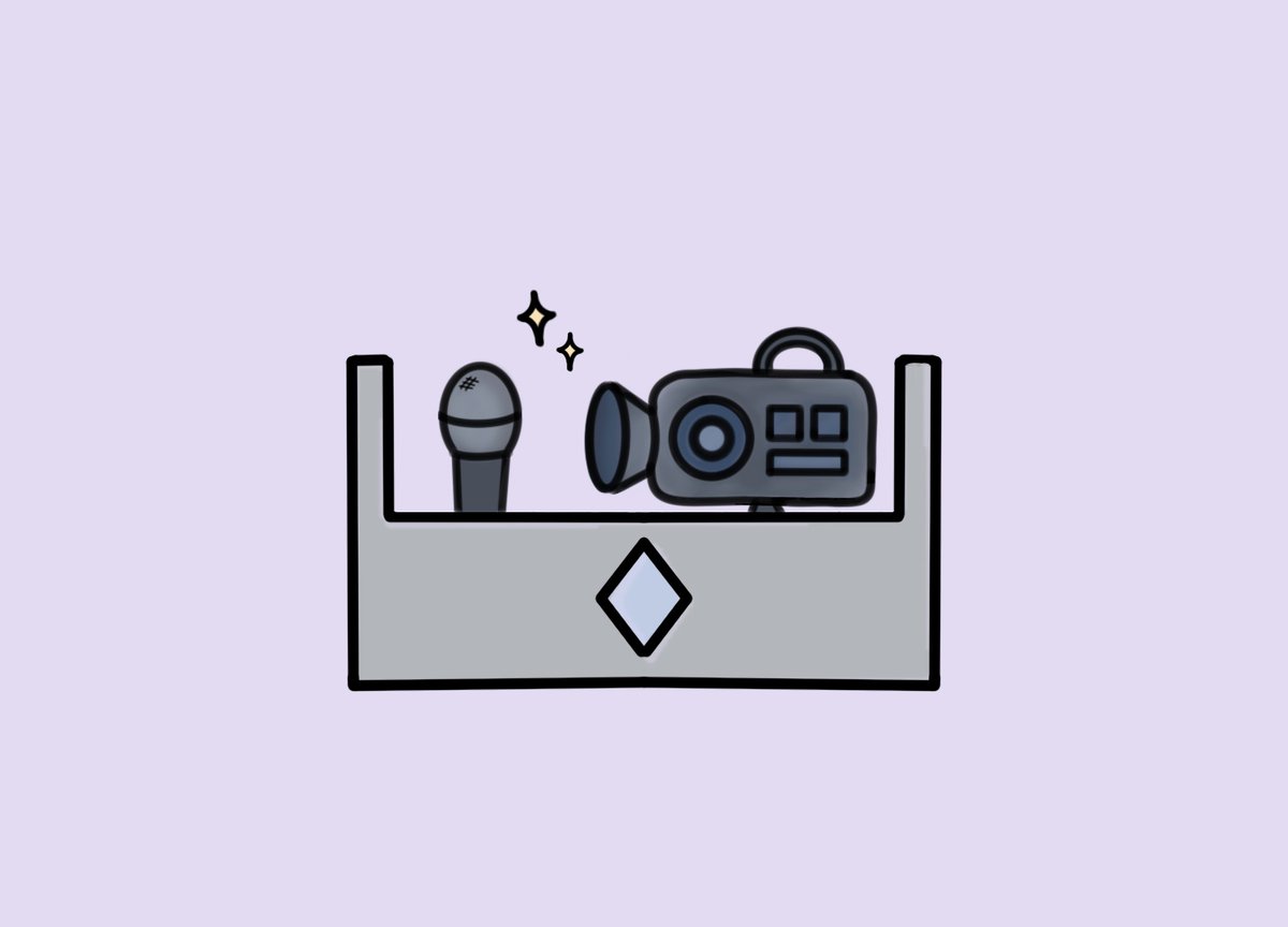 Illustration of a microphone and camera setup for an interview