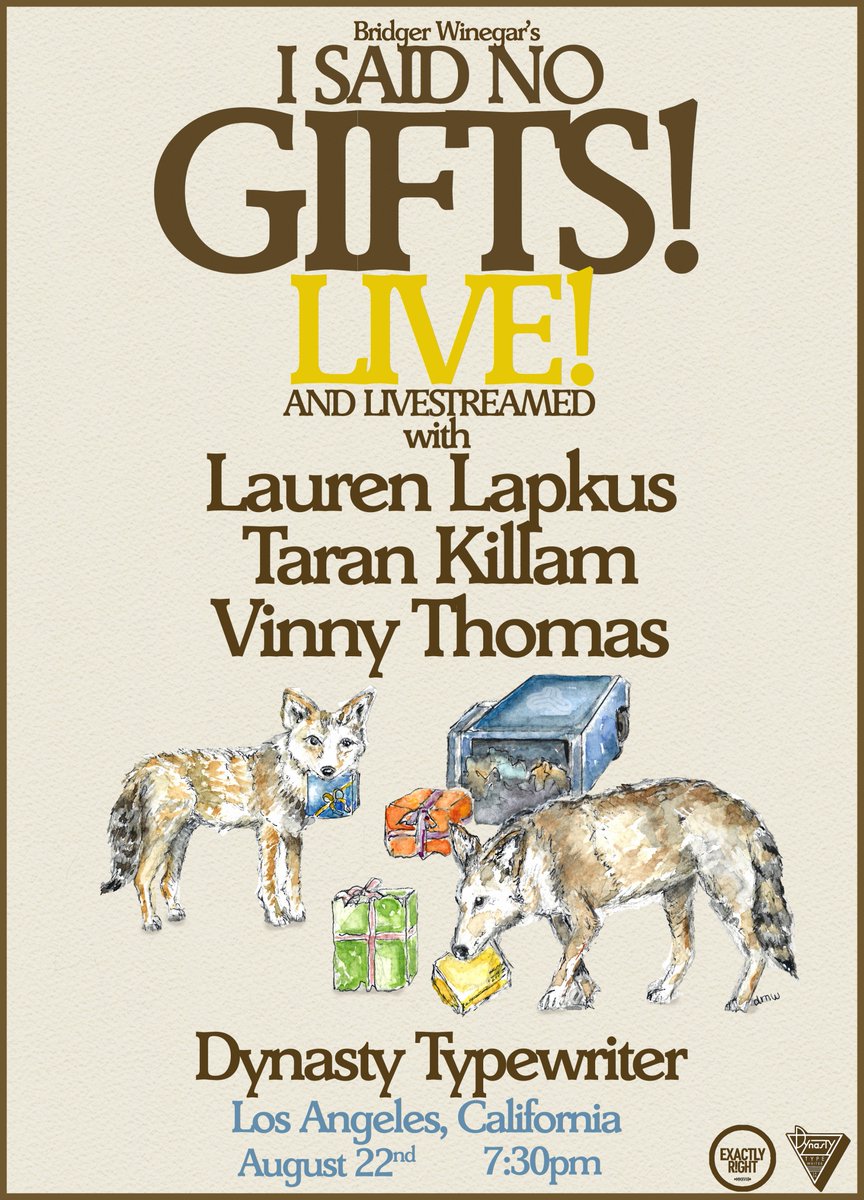 Tomorrow in LA with gorgeous guests Lauren Lapkus, Taran Killam, and Vinny Thomas

Tickets and livestream: dynastytypewriter.com/calendar-squad…