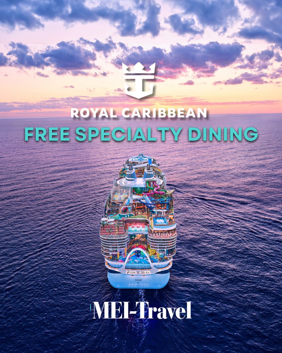 🛳️ MEI-Travel EXCLUSIVE offer - Free Specialty Dining Experience for Two When Booking a Balcony or Suite!
🤩 Contact your #MEITravel advisor or
➡️ Head to mei-travel.com/deals/royal-ca…  
✅️ Or bookMEIcruise.com and book yourself with our support!

Happy sailing - and dining!