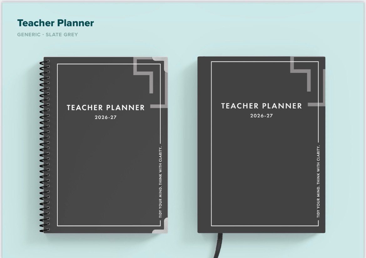 2026-27 Cover Reveal #7 - ‘Slate Grey’ available at tidythink.co.uk from November 2025 ☕️☑️

👩‍🏫

#TeacherPlanner #PlannerCoverReveal #TeacherLife #TeacherOrganization #TeacherStyle #PlannerAddict #BackToSchoolReady #ClassroomOrganization #TeacherInspiration #PlanWithMe