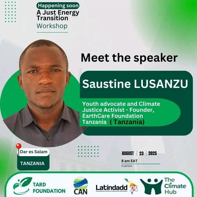I’m honored to be among the speakers at the Just Energy Transition Workshop taking place in Dar es Salaam on 23rd August 2025. Africa’s energy transition is a chance to build a sustainable, inclusive and fair future for all. 
 #climatefinance