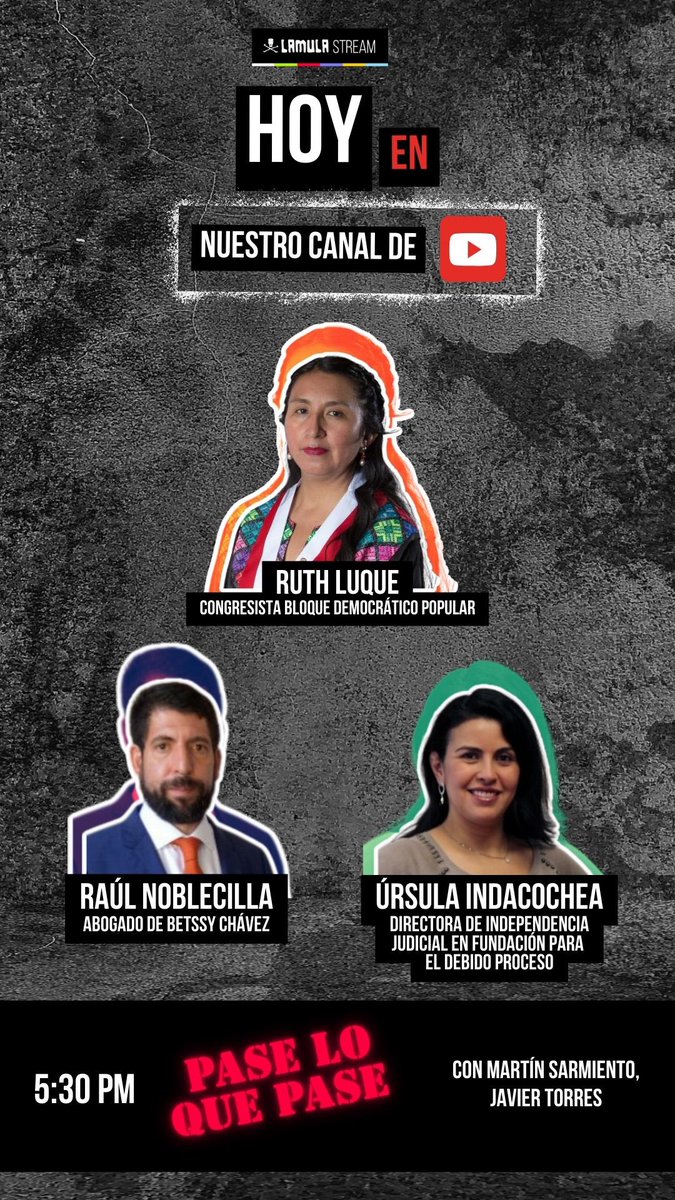 La Mula (@lamula) on Twitter photo 🔥 Hoy en #PLQP a las 5:30pm
Conducen: <a href="/javierto65/">Javier Torres Seoane</a>, <a href="/martinluma/">Martín Sarmiento</a>
🔴 Conéctate y participa en vivo: youtube.com/@lamulastream?… 🔥 Hoy en #PLQP a las 5:30pm
Conducen: <a href="/javierto65/">Javier Torres Seoane</a>, <a href="/martinluma/">Martín Sarmiento</a>
🔴 Conéctate y participa en vivo: youtube.com/@lamulastream?…