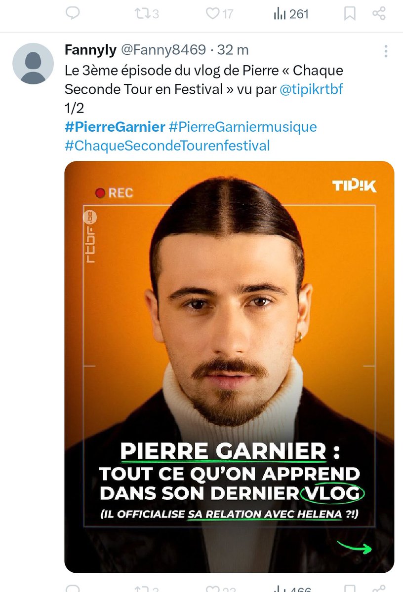 #PierreGarnier ds son dernier vlog : il OFFICIALISE sa relation avec Julien.
Qd elle arrêtera d ecrire des c* ca ns fera des vacances.