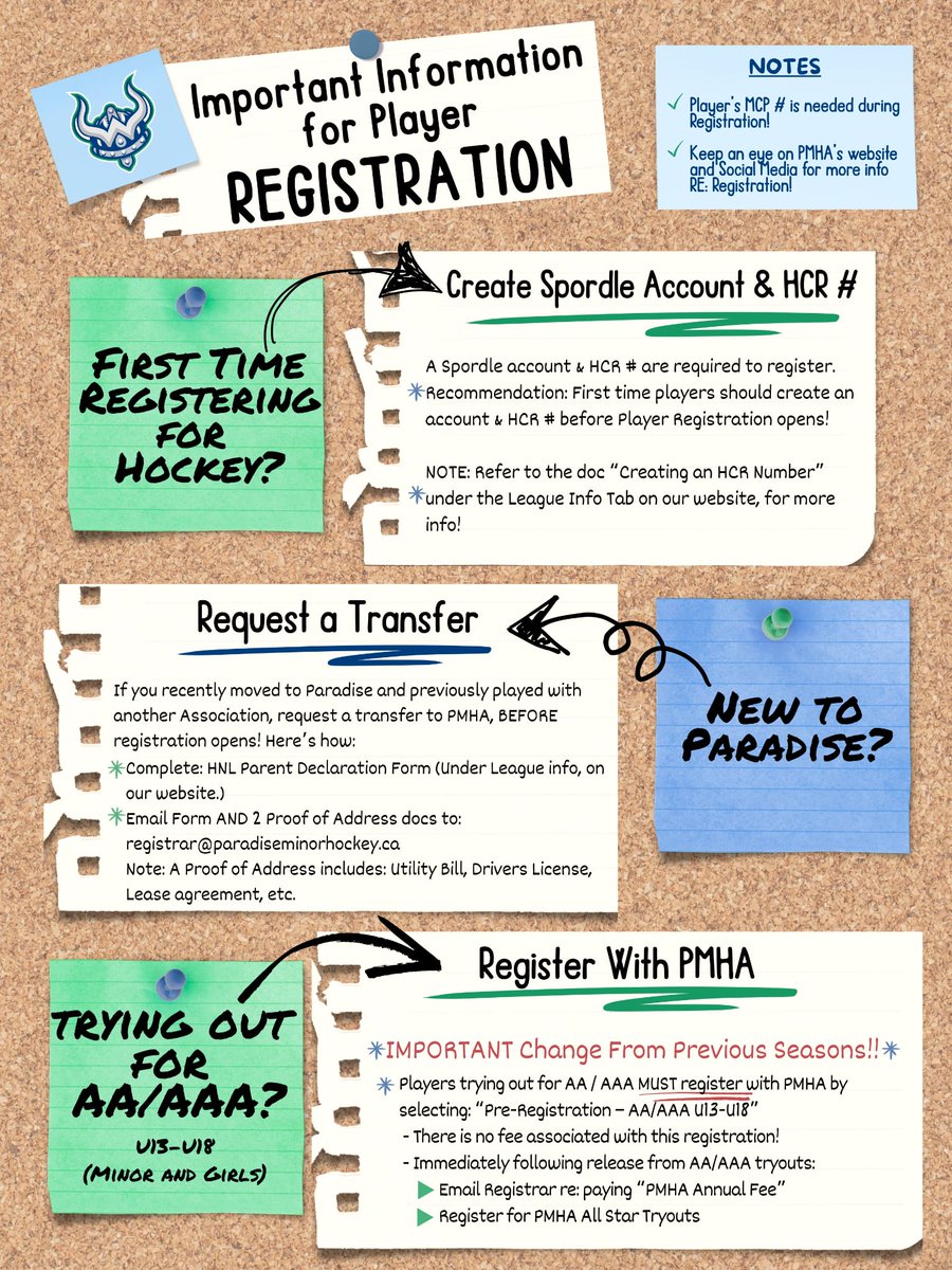 Hockey season is just around the corner! Check out the graphic below 👇 for some important information you will need prior to registration.

🔗 Stay tuned to our social media and paradiseminorhockey.ca for the latest updates!