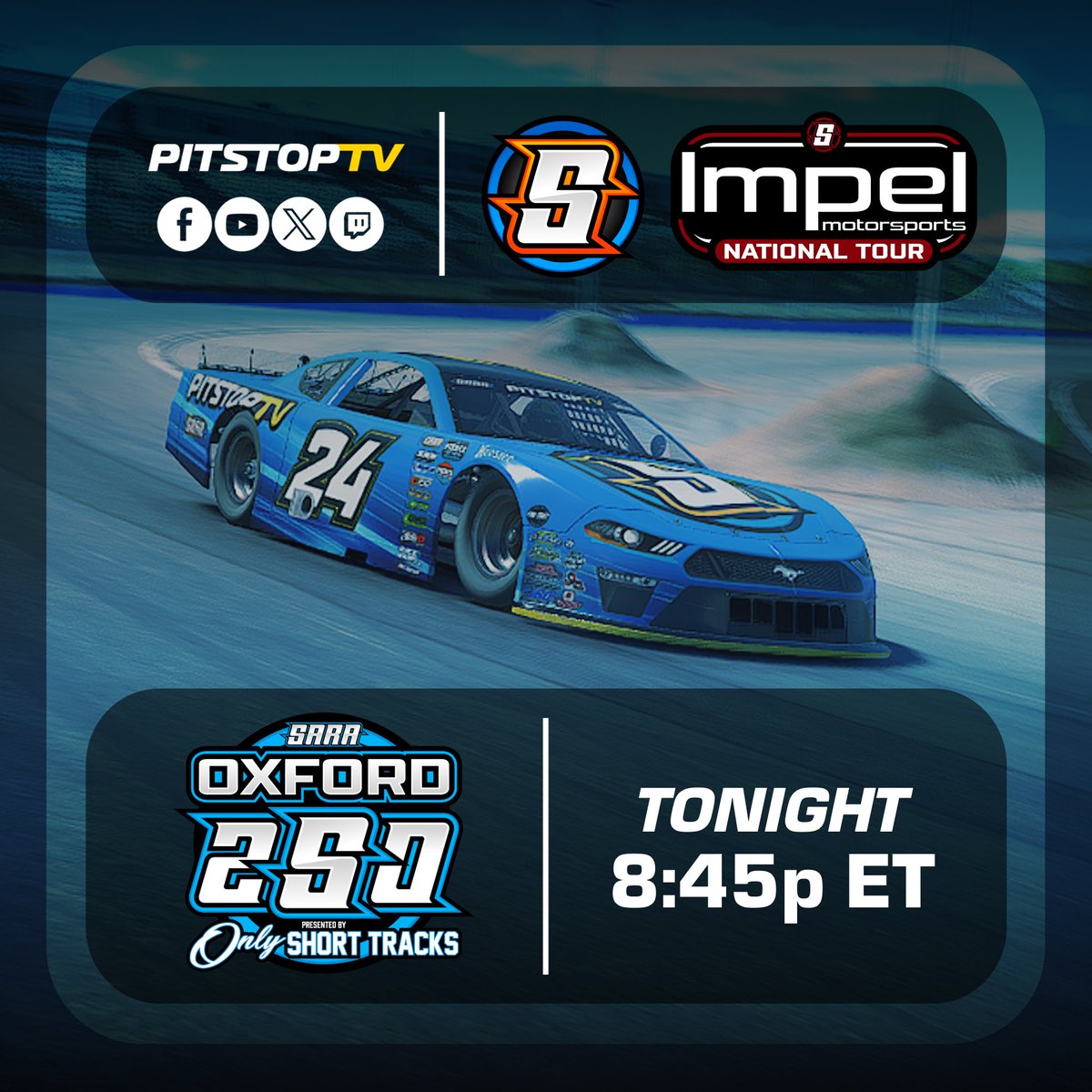 TONIGHT: Supers take center stage as the OnlyShortTracks Oxford 250 moves to the final day - race day. 30 drivers are set for a grueling 250 laps!

📍: Oxford Plains Speedway
⏰: 8:45p ET
🔗: youtube.com/watch?v=8xf-MO…

#iRacing | #PitStopTV | #SimRacing | <a href="/wsimcams/">Whiplash Sim Cams</a>