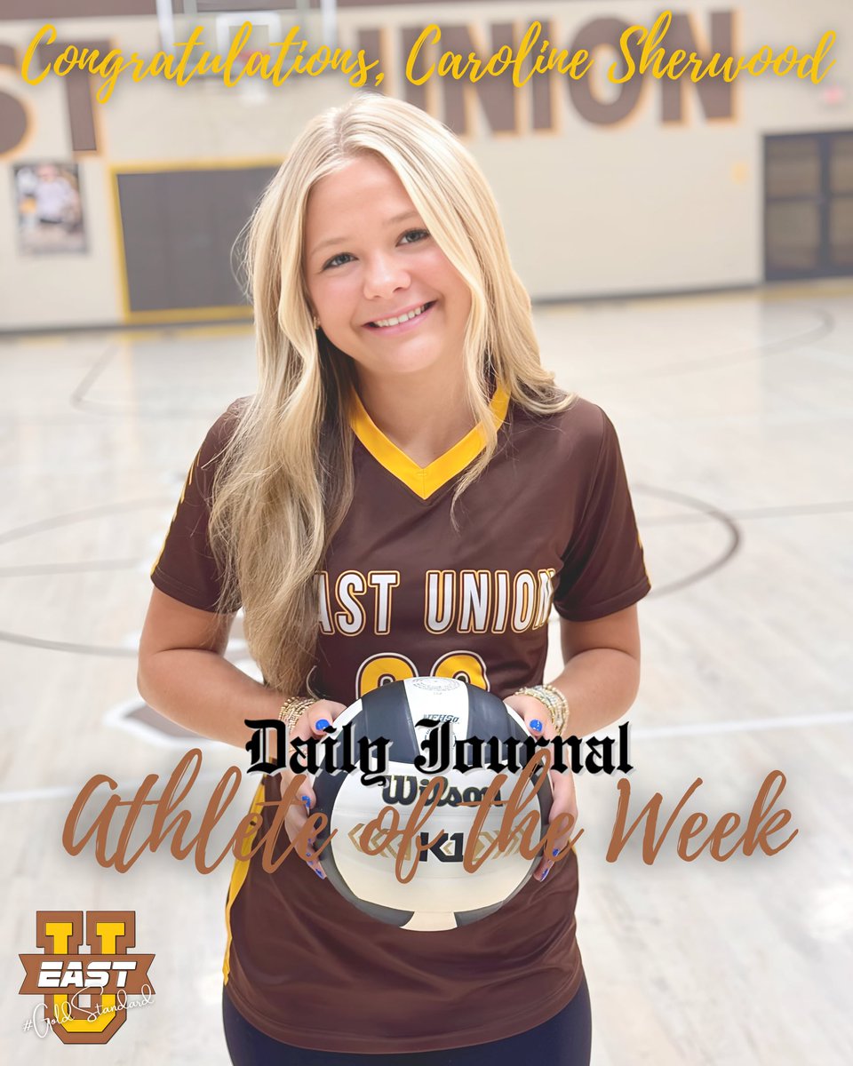 Congratulations to our very own Caroline Sherwood, who has been voted the Daily Journal female athlete of the week. See her in action tonight at 6:30 as Lady Urchin Volleyball welcomes Smithville. #LadyUrchinVolleyball #DailyJournal #AthleteOfTheWeek #GoldStandard