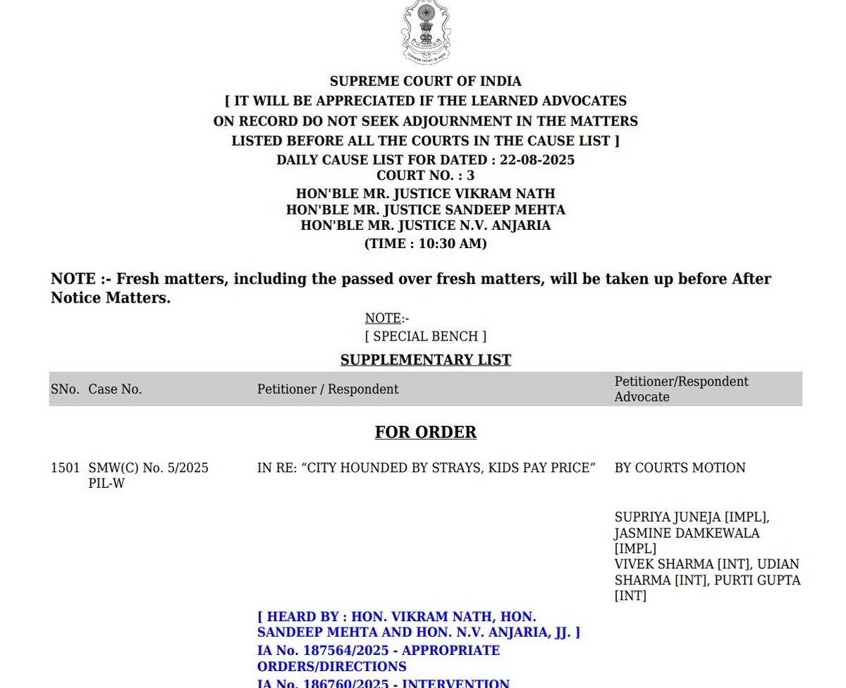 JAVED0909's tweet photo. Doctors and veterinarians across India have written to the Chief Justice of India, warning against the outbreak of zoonotic diseases in shelters for stray dogs following the 11 August Supreme Court order for capturing dogs on the streets of Delhi-NCR and confining them to shelters.

One such doctor, Arti Maria, Dean of RML Hospital in Delhi, says “These overcrowded shelters become hotspots of zoonosis, and confining a large number of dogs in closed spaces weakens their immunity,” Dr Maria said in her post of 18 August. “The diseases from these dogs could affect humans, families, and especially the workers in these shelters.”