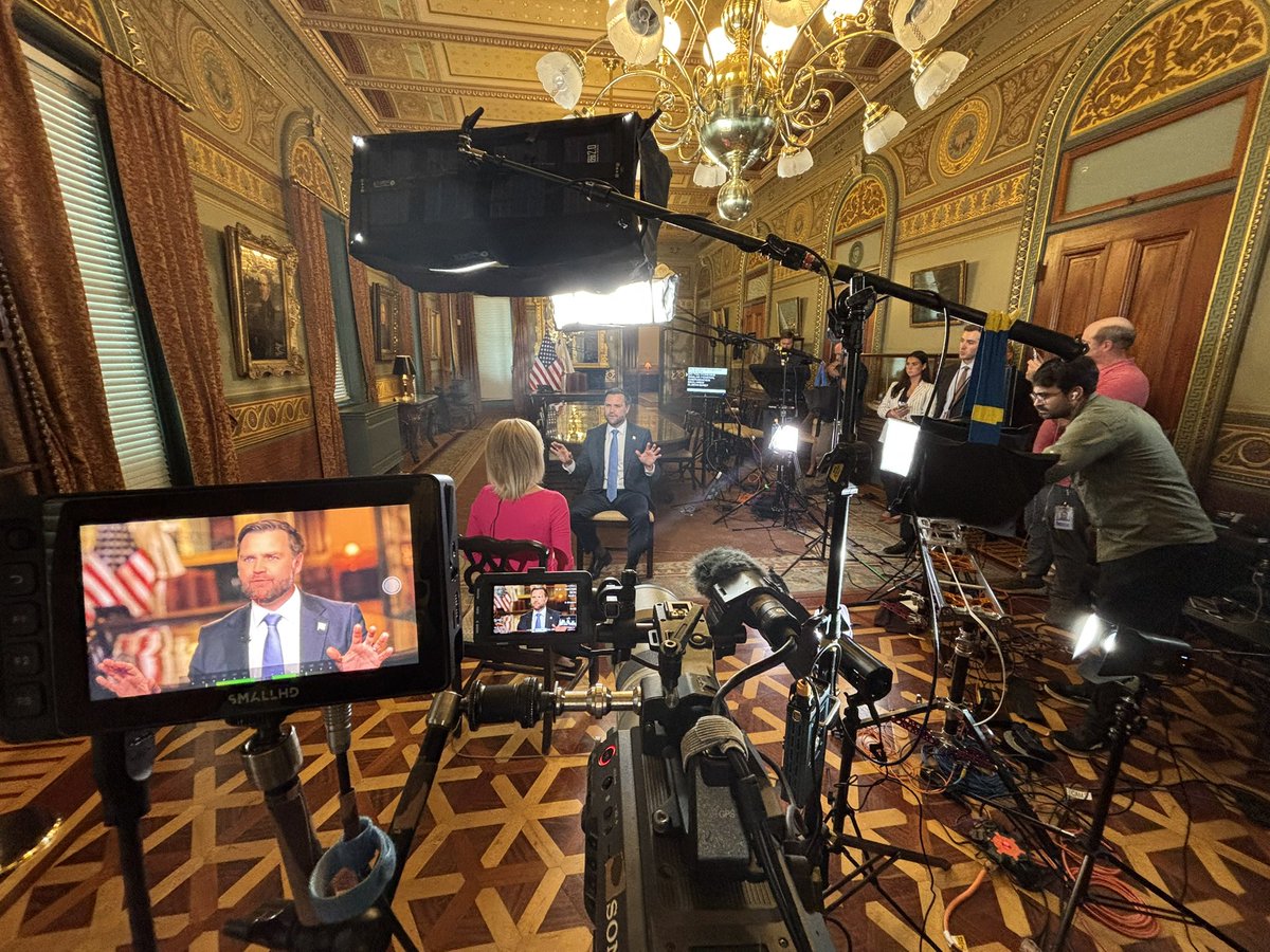 dartise's tweet photo. An honor to capture this interview with Vice President Vance and Laura Ingraham in the Vice President’s ceremonial office.
📸 A few behind-the-scenes moments from our team’s setup. #BehindTheBroadcast #CameramanChronicles #dartiseshoots https://t.co/uWDo3yGEm2