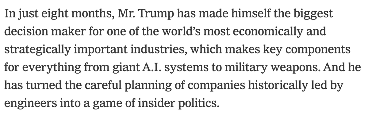 NextGen Competition (@nxtgencomp) on Twitter photo The White House as the chip czar not only sets a dangerous precedent, it also puts Big Tech at the head of the table.
More from <a href="/trippmickle/">Tripp Mickle</a> at <a href="/nytimes/">The New York Times</a>:
nytimes.com/2025/08/13/tec… The White House as the chip czar not only sets a dangerous precedent, it also puts Big Tech at the head of the table.
More from <a href="/trippmickle/">Tripp Mickle</a> at <a href="/nytimes/">The New York Times</a>:
nytimes.com/2025/08/13/tec…