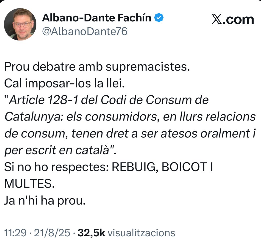 Te, cap de bombeta, t’ho diu clar i català el gran <a href="/AlbanoDante76/">Albano-Dante Fachín</a>