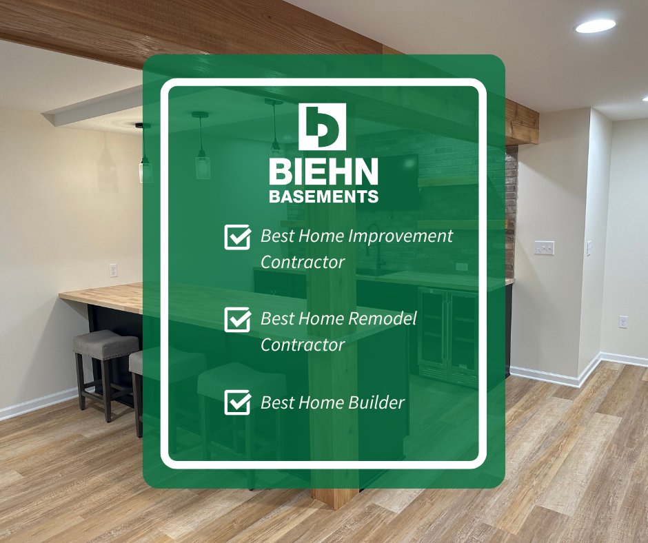 BIEHNBasements's tweet photo. 🎉 Big News! 🎉

BIEHN Basements has been nominated for Best of Kenosha 2025 in THREE categories:

✨ Best Home Improvement Contractor
✨ Best Home Remodel Contractor
✨ Best Home Builder

Vote for BIEHN here:
https://t.co/e7X0JFMTq6 under "Best of Home Services". https://t.co/yudzxXaY92