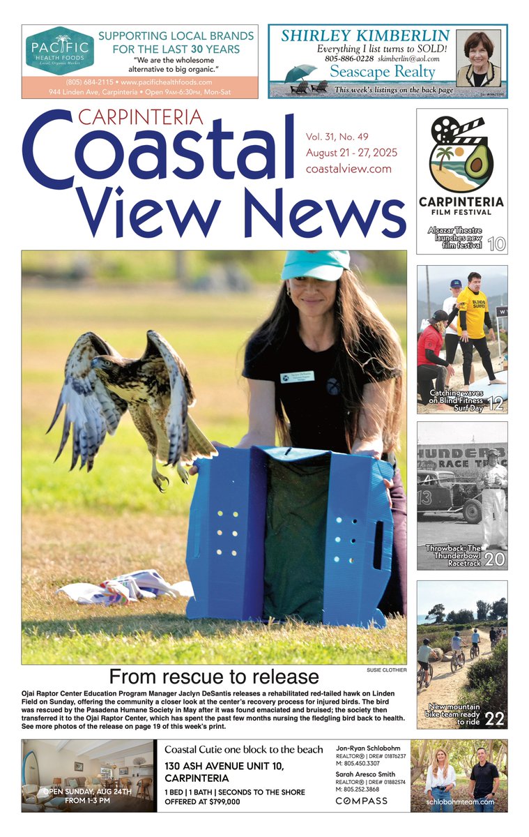 CVN Vol. 31, No. 49 is out now on newsstands near you. Pick up a copy or visit coastalview.com to read about the release of a red-tailed hawk on Linden Field, Surf Happens' Blind Surf Day, a new mountain bike team, and more.