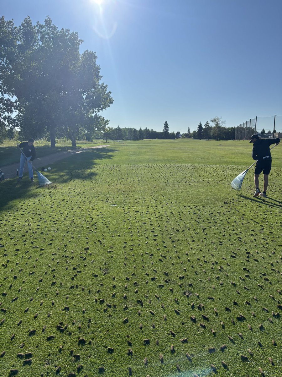 Tee boxes have been aerated! Huge thank you to our staff for their hard work out there. 

Aerating the tees helps smooth the turf, relieve soil compaction, improve air and water movement to the roots, and promote stronger, healthier grass growth!