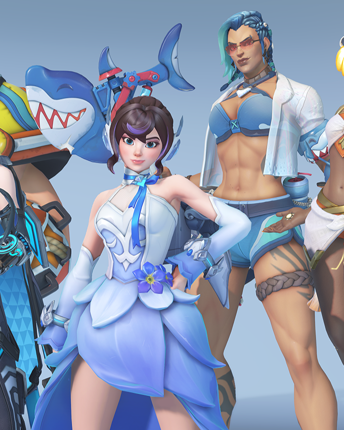 Overwatch2_NEWS's tweet photo. この画像を見た人の95％はジュノの可愛さに魅入って水着JQの斧が可愛いサメちゃんになっていることに気付かない説🦈🪓👙

#オーバーウォッチ2 #Overwatch2 https://t.co/kg7a3rz5Fy