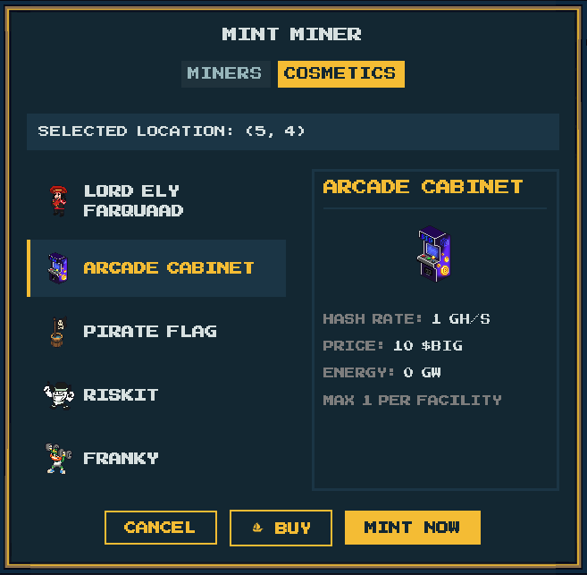 The Bigcoin Cosmetics Shop is open once again. 

New items are live for a limited time (in BIG). And they’re not just for flexing your mining room, some may hint at hidden features and upcoming collabs. 

Details on individual items soon... Happy shopping!