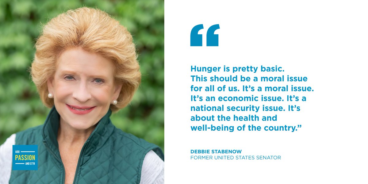 Retired from the Senate, but not from speaking out. Hear Senator Debbie <a href="/stabenow/">Debbie Stabenow</a> discuss leadership, fighting hunger, and the power of using your voice. 🔗 bit.ly/45qxGPj #AddPassionAndStir