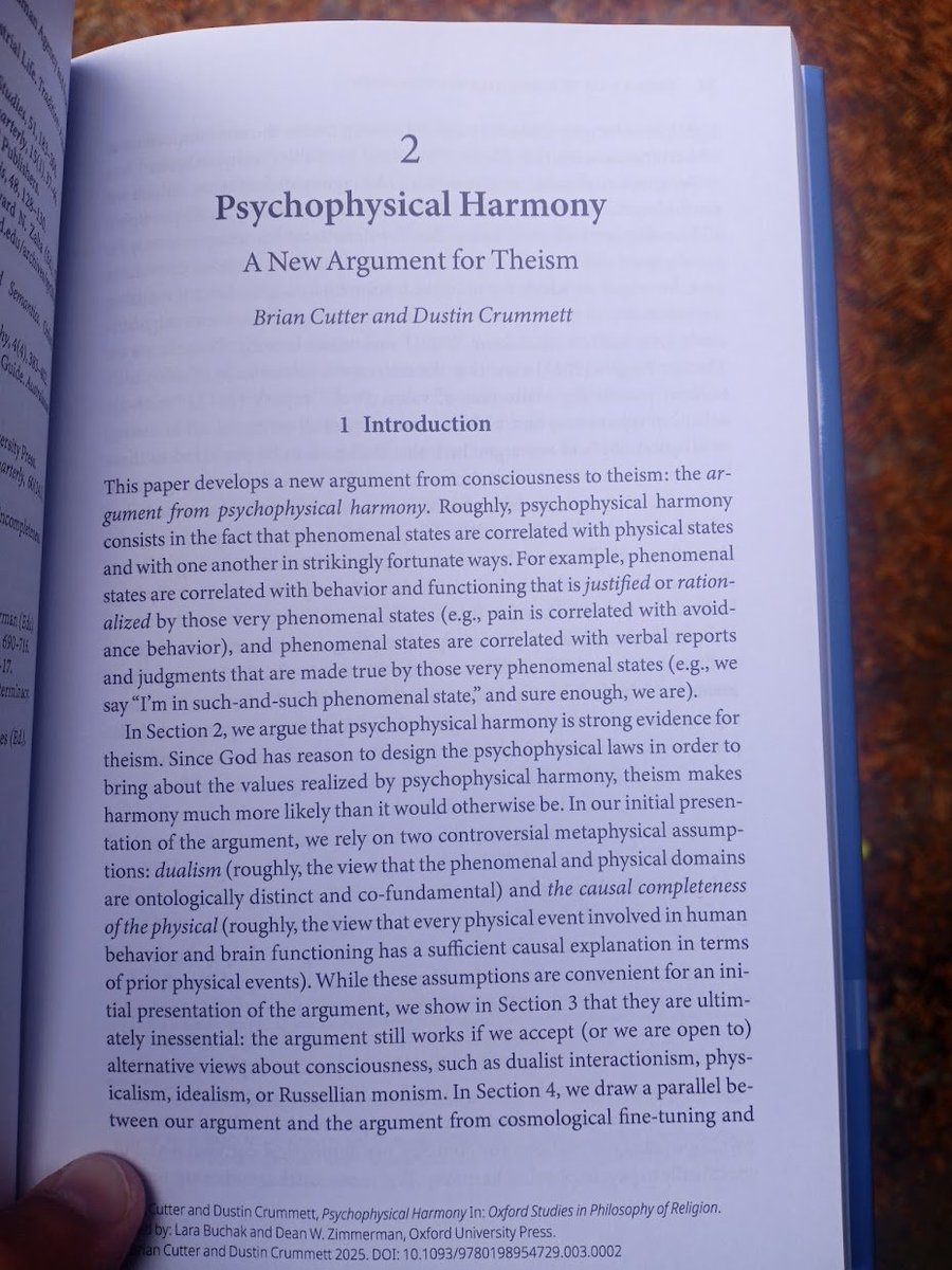 dustin_crummett's tweet photo. got my physical copy of the psychophysical harmony paper. interested to see what philosophers get up to now that we know God exists. https://t.co/x2X8uIkAjP