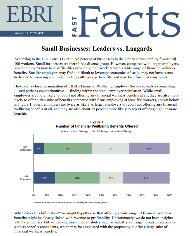 EBRI's tweet image. New Employee Benefit Research Institute Fast Fact - Small Businesses: Leaders vs. Laggards.

ebri.org/docs/default-s…

#EBRI #news #smallbusiness #paychex #jakespiegel #research #business #breakingnews #employer #benefits #financialwellbeing @EBRI @Paychex @uscensusbureau