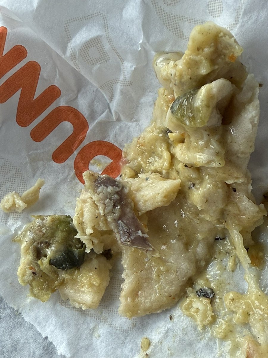 bpetty_yo's tweet photo. @dunkindonuts I just bit into this with your wrap - something sharp and hard. Want to tell me what that is? https://t.co/0Nw30frE7O
