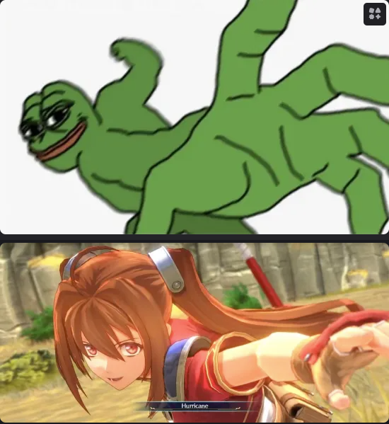 NightmareVortex's tweet photo. Same energy LMAO. The demo for Trails in the Sky 1st is incredible! #TrailsInTheSky https://t.co/pgc14fbs5w