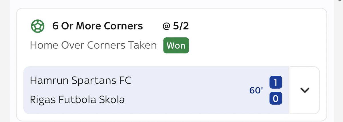 Full house on the corner ladder 🤑

5+ 6/5 ✅
6+ 5/2 ✅
7+ 9/2 ✅
8+ 17/2 ✅
9+ 16/1 ✅

Big winner in the telegram 🔥