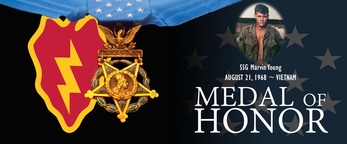 25thID's tweet image. #OTD in 1968, actions near Ben Cui, Vietnam by Staff Sgt. Marvin Young of Alpine, Texas, assigned to 1st Battalion 5th Infantry Regiment, led to his being awarded the #MOH. Read his award citation here: b.link/young68