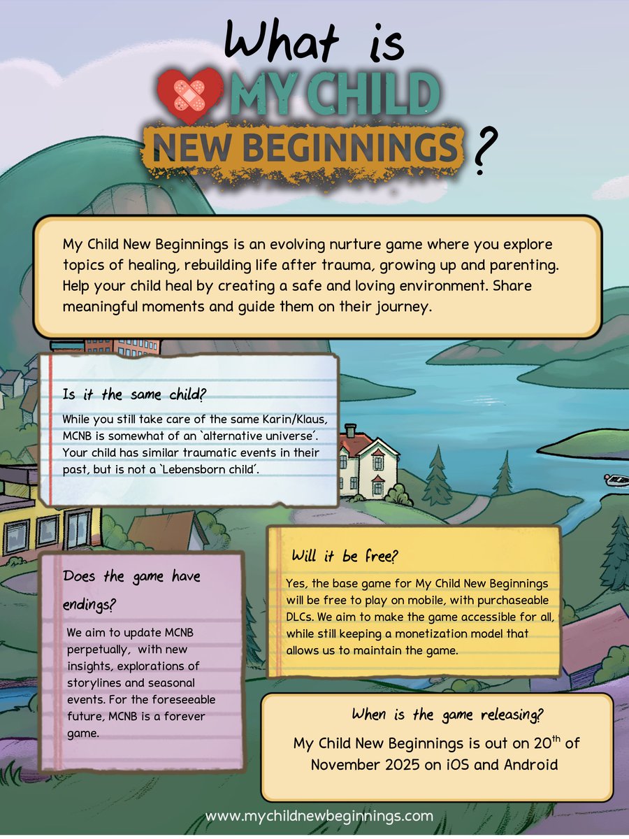 Curious about #mychildnewbeginnings? We are excited to announce the emotional successor to #MyChildLebensborn, an evolving nurture game where you rebuild a life with your 10 year old after trauma. 

Did you watch the release date trailer yet?