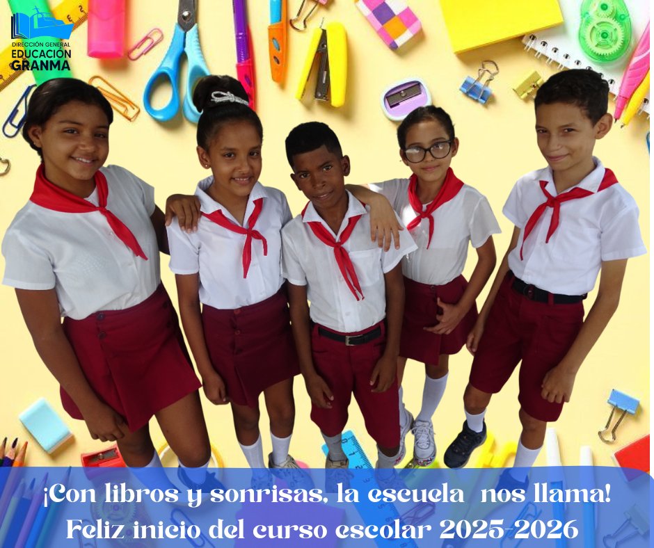 Comienza un nuevo curso escolar, una nueva página para crecer, aprender y construir juntos el futuro que soñamos, rodeados de valores, compromiso y alegría.
#EducaciónGranma #GranmaConmigoCuenta #GranmaContigoEmpieza
#CubaMined #ProvinciaGranma
(Comunicación DGE.)