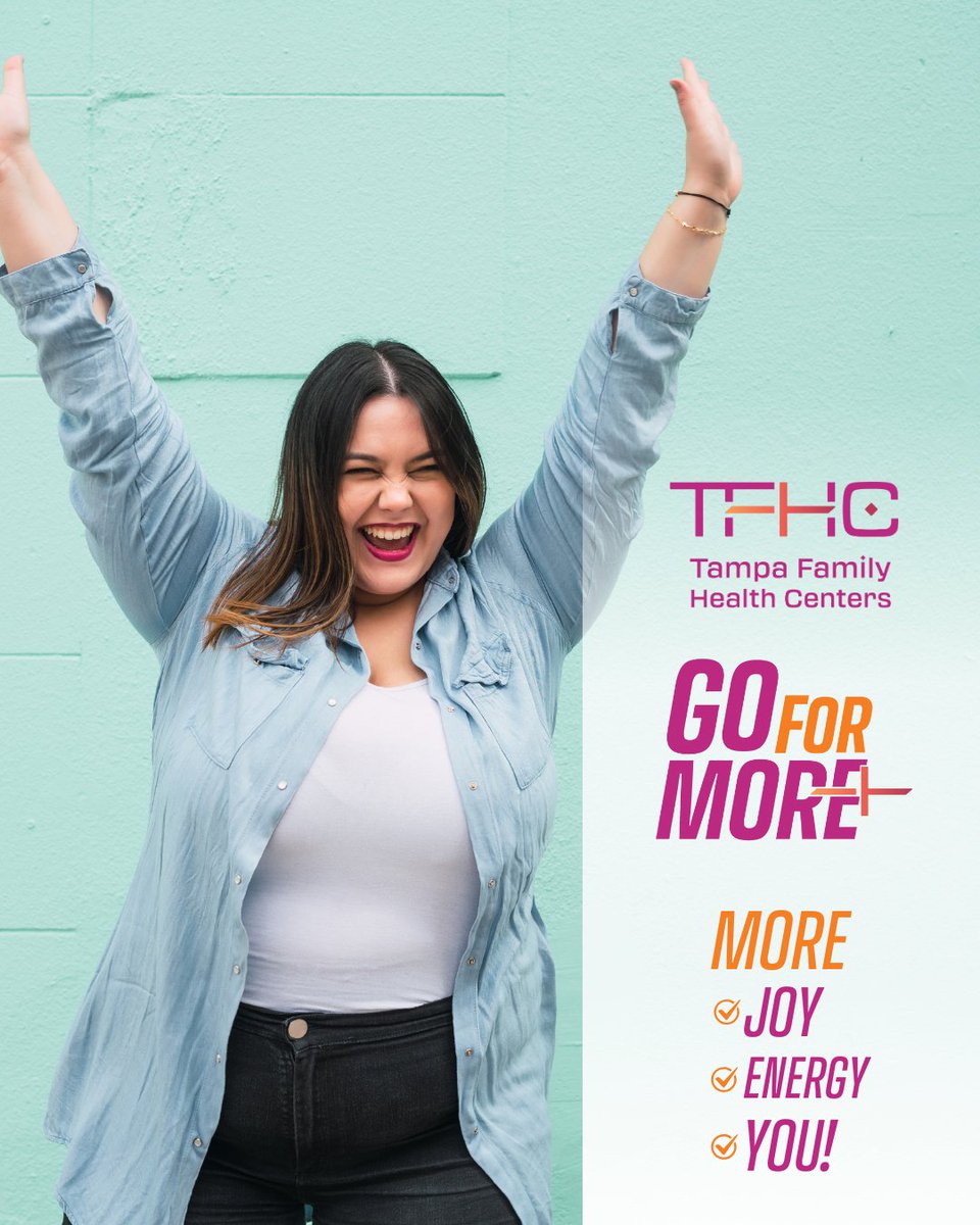 tampafamhealth's tweet image. Go For More than care—go for more joy and confidence in your health with our help. 
Schedule today by calling (813) 397-5300 or visiting  TFHC.org 
#GoForMore #HealthcareAsItShouldBe #SeeHealthcareDifferently #TFHC #TampaFamilyHC