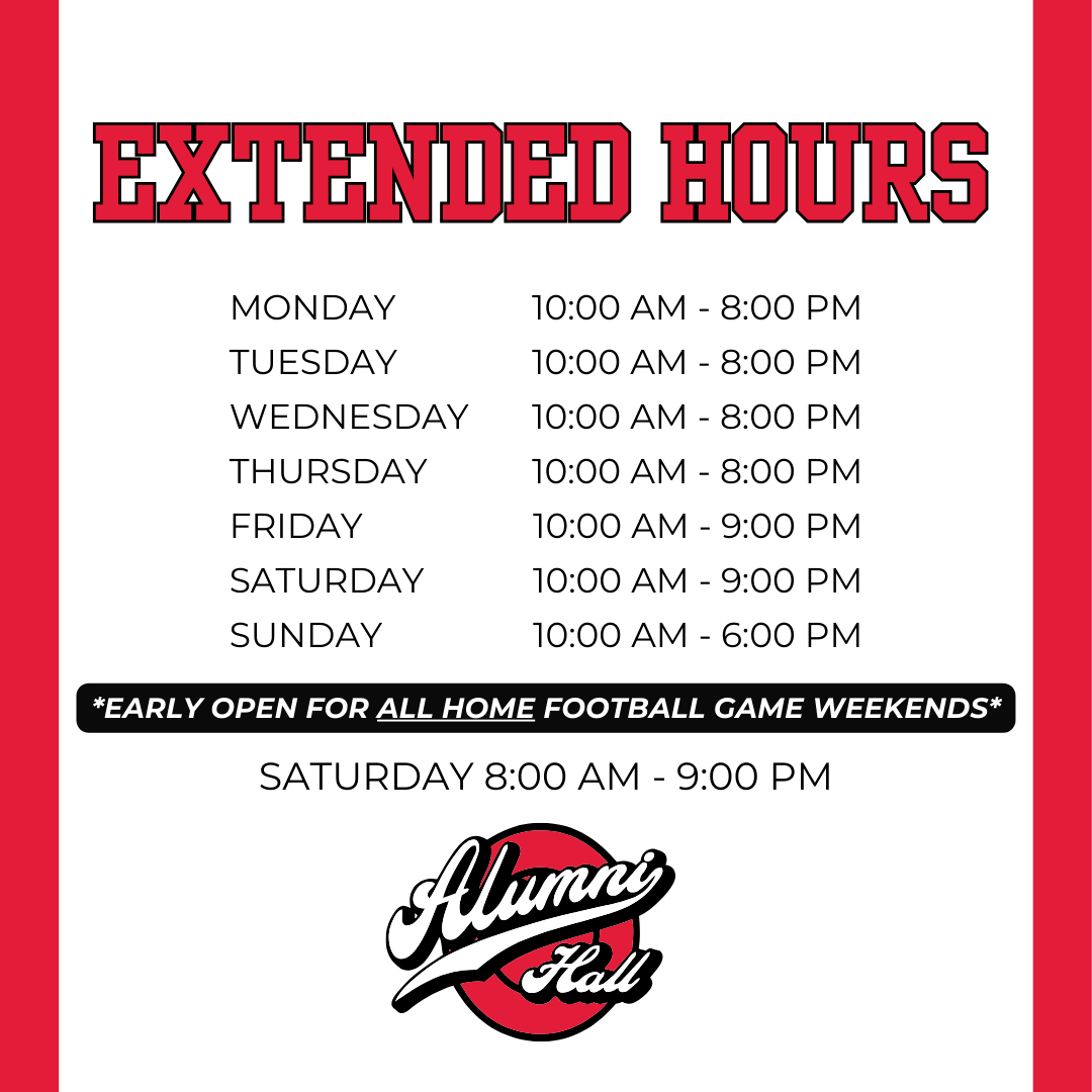 Our extended hours start this weekend, which means now you have even more time to shop the ultimate game day gear! 🏈🎉
alumnihall.com/nebraska-cornh…