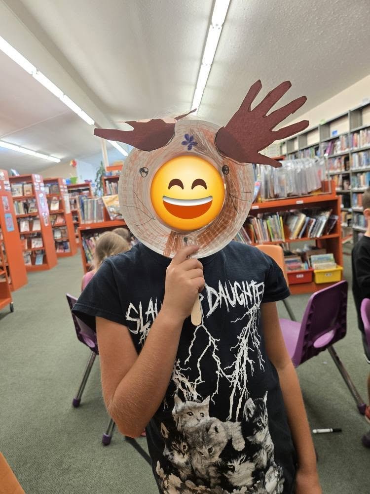 MelvilleLibrary's tweet photo. Back inside, we read Backyard Animals: Moose, a fascinating book that taught us all about these incredible gentle giants and how they live in the wild.  Finally, the kids created moose masks—complete with handprint antlers to make them extra special! https://t.co/WnY3uq7kdS