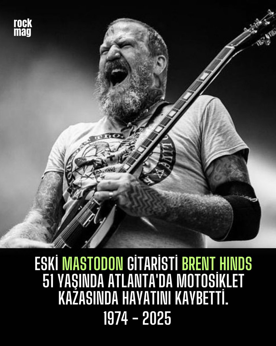 Mastodon’un eski gitaristi Brent Hinds, Atlanta’da geçirdiği motosiklet kazasında 51 yaşında hayatını kaybetti.  #mastodon #guitarist #brenthinds