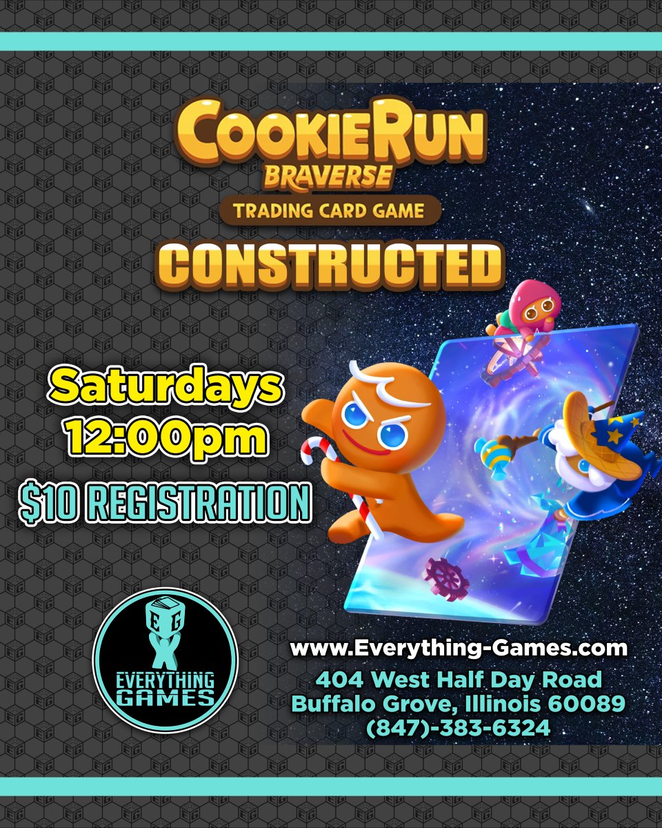 verythingGames's tweet photo. Join the fun every Saturday with the CookieRun: Braverse TCG! 🍪 Bring your deck, battle it out, and win sweet rewards!
.
.
.
#CookieRun #CookieRunKingdom https://t.co/bJzdb8mcQV