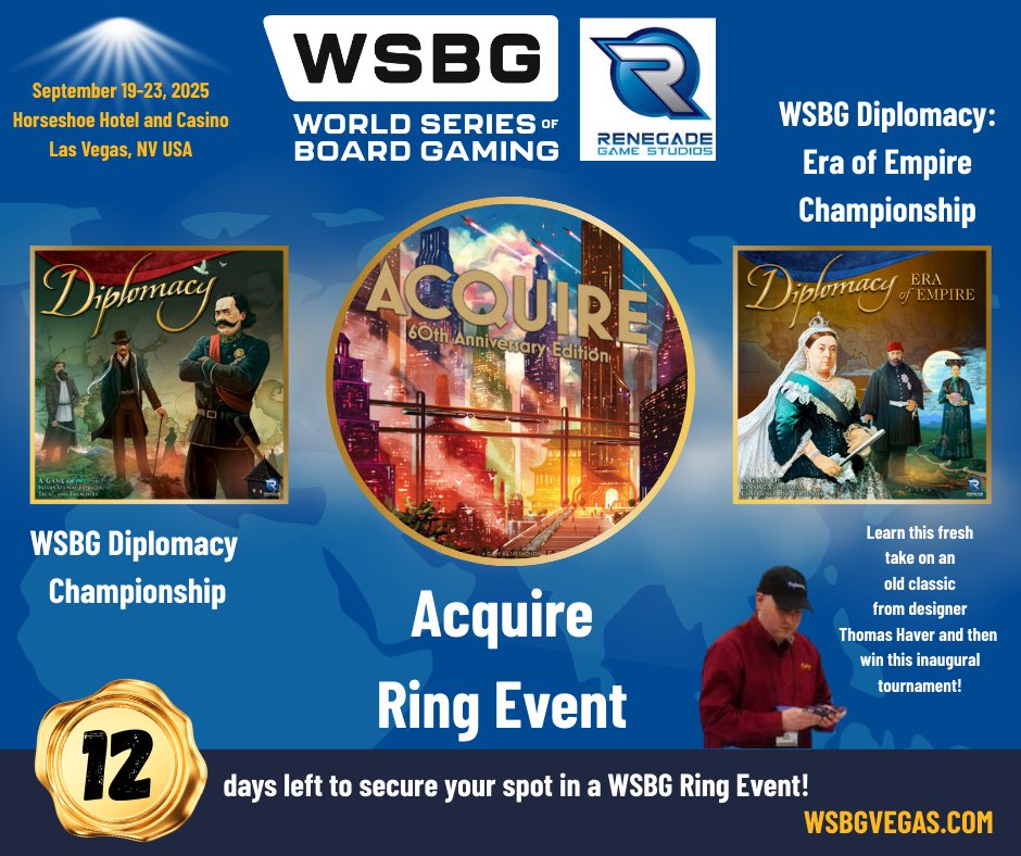 12 Days left to reserve your seat in WSBG Ring Events!