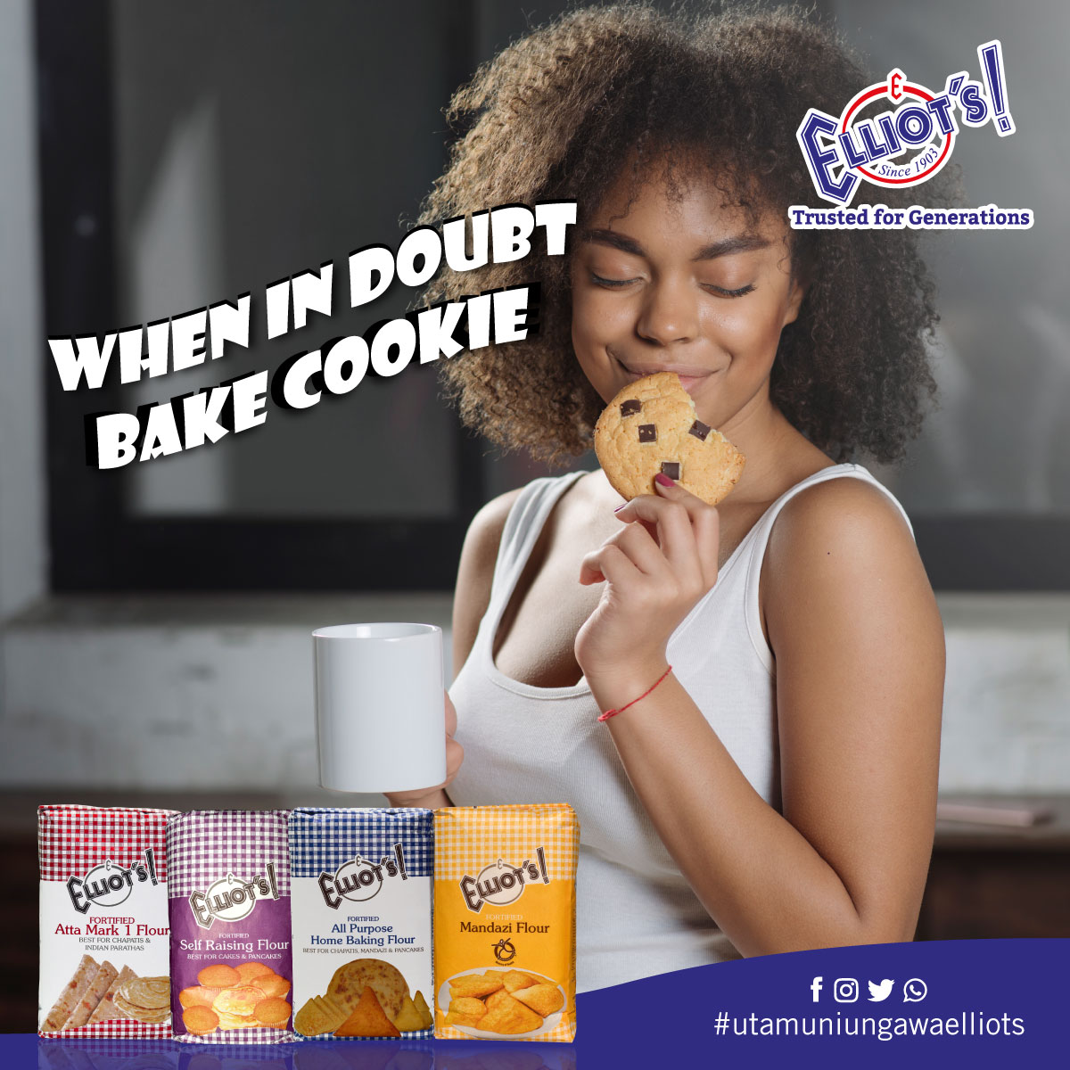 Yesterday I really wanted cookies. Today I am eating cookies. Follow your dreams with #elliotflour. Whats you to go to recipe?
#elliotsflourselfraising
#elliotsflourallpurpose
#elliotsmandazi
#attamark1
#chapati
#kesho
#cakeday📷
#mandazi
#samosa
#GOAT
#madeinkenya
#forthepeople
