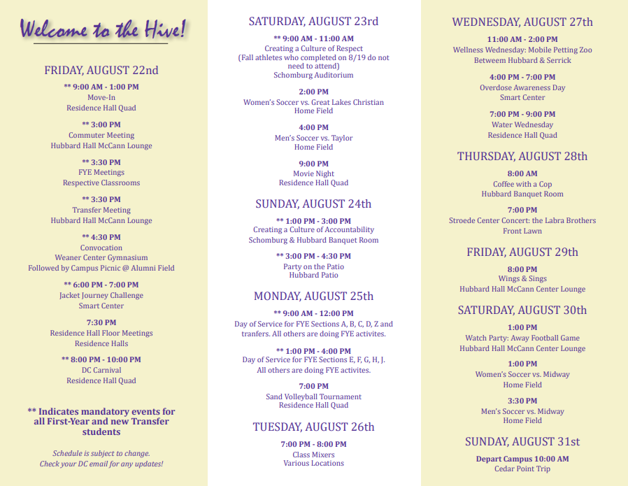 Defiance College CAB tweet media