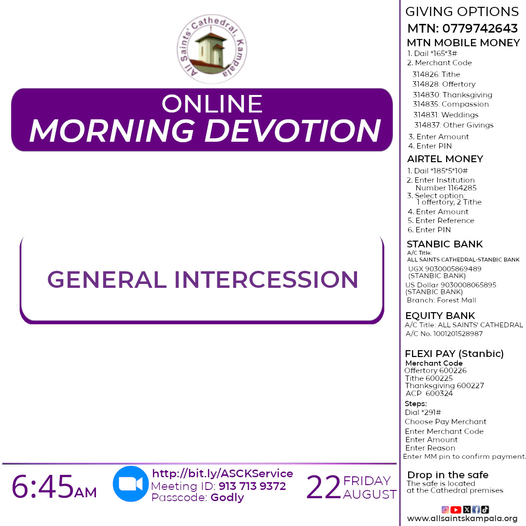 Join us for Morning Devotion (Online Only) on Friday, 22nd August 2025 at 6:45am. Invite a friend !!
#ASCKMorningDevotion #Prayer #ASCKChurchOnline