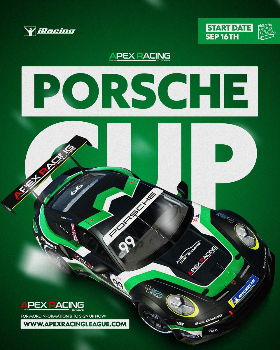 ArlEsports's tweet photo. 📢ARA Porsche Cup returns for season 14 with an 8 round calendar, this time on Tuesday nights!🟢

✍Register now at https://t.co/HN5RjBchf2

#iracing #simracing https://t.co/0z3yseV1B1