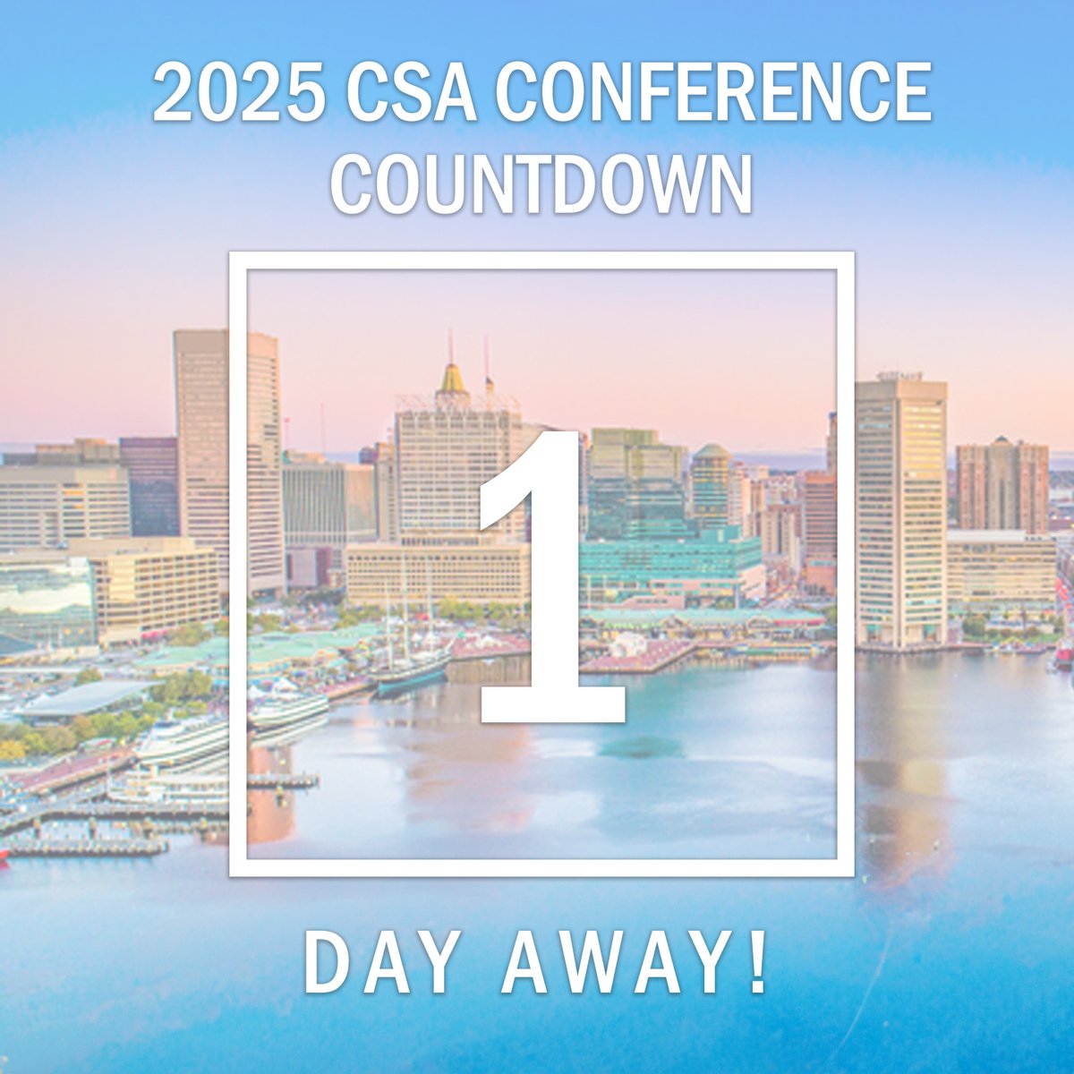 The wait is almost over — the 2025 CSA Conference kicks off tomorrow in Baltimore! 

It’s not too late to join us — register now at CSA.us/conference!

#CSAConference #CSA #Networking #ProfessionalDevelopment #BaltimoreEvents