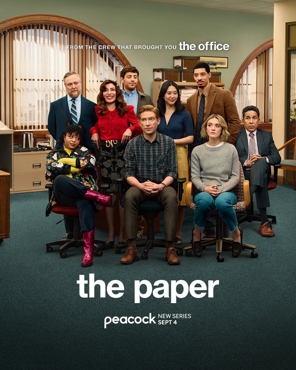 FilmUpdates's tweet photo. All 10 episodes of ‘The Office’ spin-off ‘The Paper’ will now release at once.

September 4 on Peacock. https://t.co/Vv7WBqxldK
