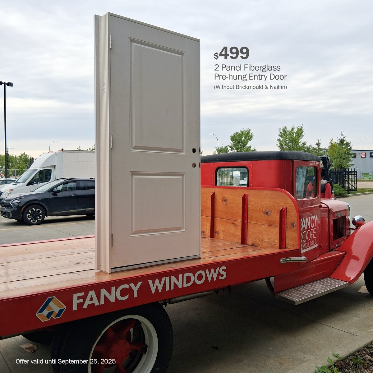 fancy_windows's tweet image. 👉 2-Panel Fiberglass Entry Door – only $499!
(without Brickmould &amp;amp; Nailfin)
 ✅Large inventory available
 ✅ Bulk orders? We deliver in racks!
Hurry – offer valid until September 25, 2025.
 
 Call us today or visit our showroom to upgrade your home! #EntryDoor #FancyWindows