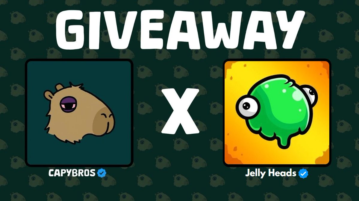 CapyBros (@capybros1) on Twitter photo New X Collaboration & Giveaway! 🐾
CapyBros X <a href="/JellyHeadsNFTs/">Jelly Heads</a> has teamed up to bring exclusive spots for our holders on Discord!
Still love BurgerCapy? We’re giving away 10 GTD FREE Mint spots on this tweet!
Follow <a href="/capybros1/">CapyBros</a> + <a href="/JellyHeadsNFTs/">Jelly Heads</a>
Like + RT + Tag a 2 New X Collaboration & Giveaway! 🐾
CapyBros X <a href="/JellyHeadsNFTs/">Jelly Heads</a> has teamed up to bring exclusive spots for our holders on Discord!
Still love BurgerCapy? We’re giving away 10 GTD FREE Mint spots on this tweet!
Follow <a href="/capybros1/">CapyBros</a> + <a href="/JellyHeadsNFTs/">Jelly Heads</a>
Like + RT + Tag a 2