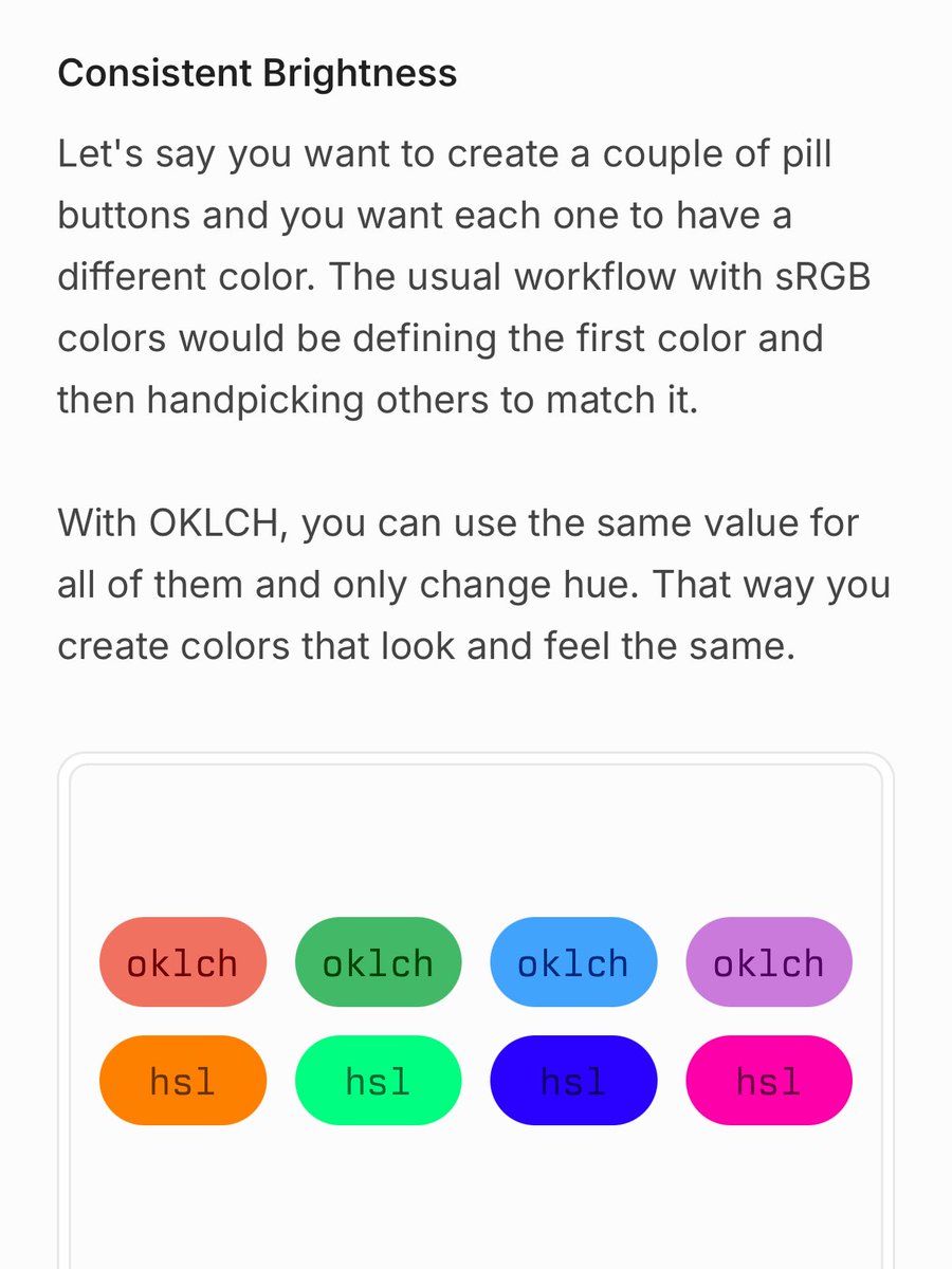 Hadn’t heard of OKLCH before. Cool way to build consistency across a color palette for people like me that struggle with color.