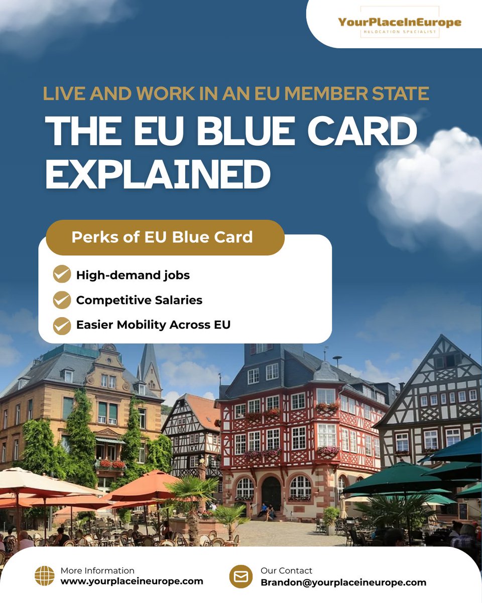 Y_P_I_E's tweet image. 🌍 Dreaming of working in Europe?
The EU Blue Card makes it possible! 🚀
✅ Live &amp;amp; work in the EU
✅ High-demand jobs in tech, healthcare &amp;amp; engineering
✅ Mobility across Europe

Your skills deserve a global stage — let us guide your move.
#EUBLueCard #WorkInEurope #MoveToEurope