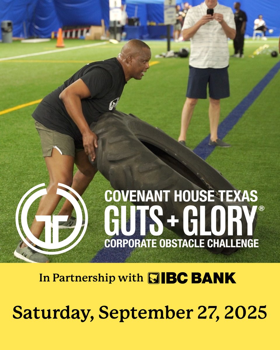 Guts + Glory → Sat, Sept 27. Chaired by Jeff Samples (CEO, <a href="/ibc_bank/">IBC Bank</a> ) + presented with IBC Bank. Build a 6–10 person squad, compete, and support Covenant House Texas youth. Register with link in bio.

#GutsAndGlory #RelentlessSupport