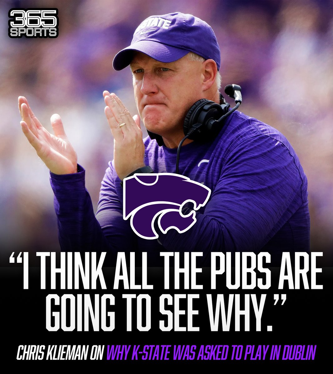 🟣 Chris Klieman on why K-State and its fans are headed to Dublin this week: “I think all the pubs are going to see why.” 🍀🏈 

Get ready, Ireland… the Wildcats are coming.

#KState #Wildcats #CFB #Dublin #CollegeFootball #GoCats