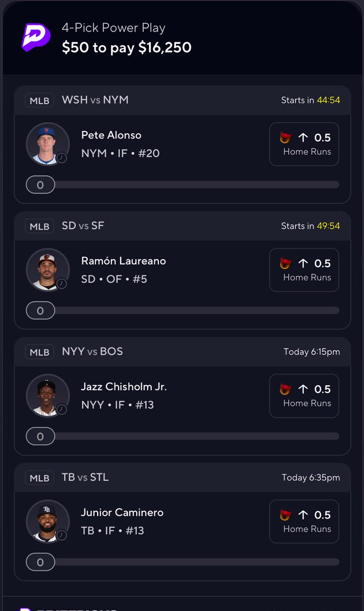 Home run 4pack for the people ⚾️💥

Can the stars align? 

Good luck 🍀

prizepicks.onelink.me/gCQS/shareEntr…

#PrizePicks #GamblingX #MLBX #MLB